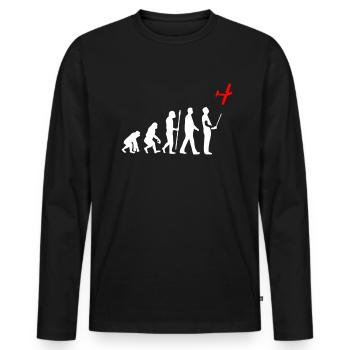 Modellflug Evolution - Männer Premium Bio Langarmshirt - Schwarz - Vorne - Nico (187cm)