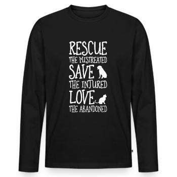 Rescue The Mistreated - Männer Premium Bio Langarmshirt - Schwarz - Vorne - Nico (187cm)