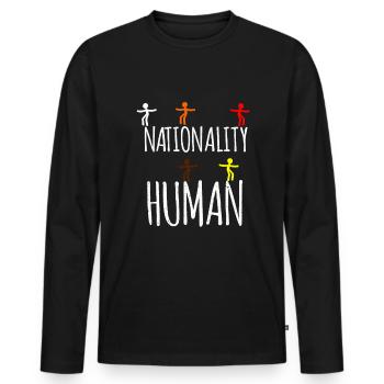 Gegen Rassismus - Männer Premium Bio Langarmshirt - Schwarz - Vorne - Nico (187cm)