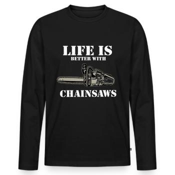 Bûcheron Bûcheron Ouvrier forestier Agriculteur forestier - T-shirt manches longues Premium bio Homme - noir - Devant - Nico (187cm)