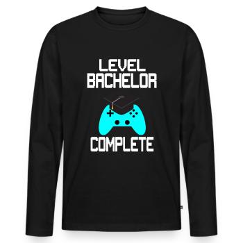Bachelor degree diploma gamer uni gift - Men's Premium Organic Long Sleeve Shirt - black - Front - Nico (187cm)