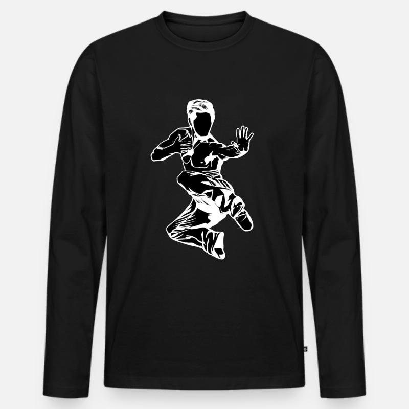 Kung-Fu - Männer Premium Bio Langarmshirt - Schwarz