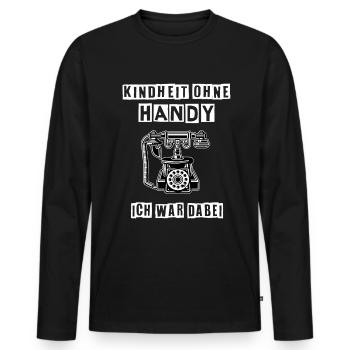 Childhood Without a Cell Phone - Retro Telephone Gift - Men's Premium Organic Long Sleeve Shirt - black - Front - Nico (187cm)