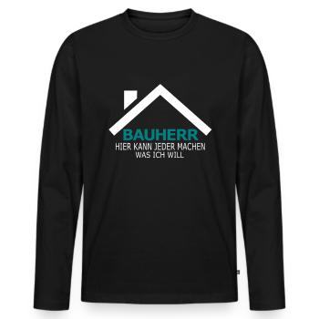 Bauherr - Männer Premium Bio Langarmshirt - Schwarz - Vorne - Nico (187cm)