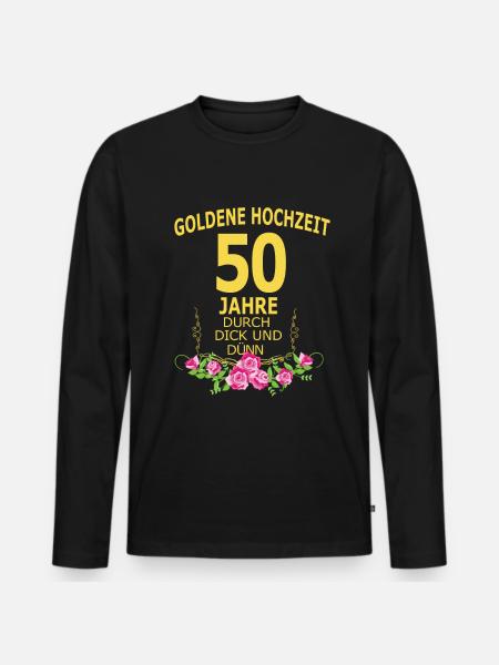 Goldene Hochzeit - Männer Premium Bio Langarmshirt - Schwarz