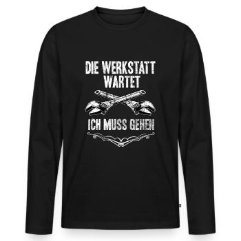 Car Mechanic - Men's Premium Organic Long Sleeve Shirt - black - Front - Nico (187cm)