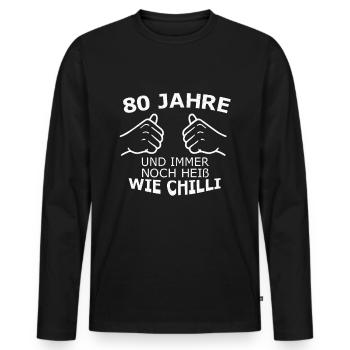 80.Geburtstag - Männer Premium Bio Langarmshirt - Schwarz - Vorne - Nico (187cm)