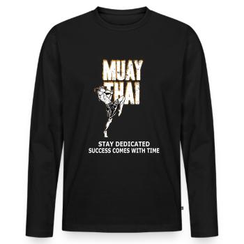Muay Thai - Männer Premium Bio Langarmshirt - Schwarz - Vorne - Nico (187cm)