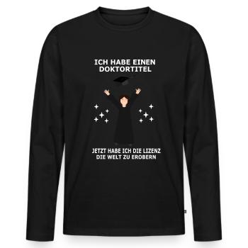 Doktortitel - Männer Premium Bio Langarmshirt - Schwarz - Vorne - Nico (187cm)
