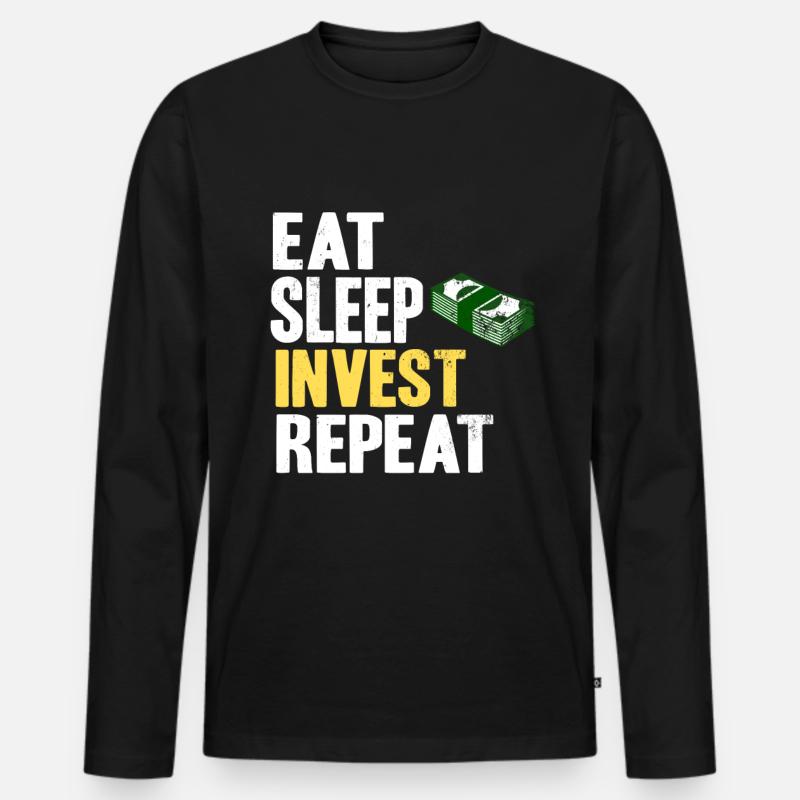 Börse - Männer Premium Bio Langarmshirt - Schwarz