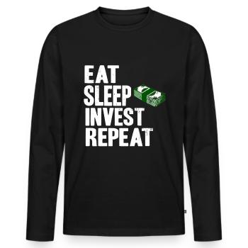 Actions boursières cours de bourse investir de l'argent - T-shirt manches longues Premium bio Homme - noir - Devant - Nico (187cm)