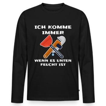 Lustiger Klempner Sprüche Handwerk Berufe Geschenk - Männer Premium Bio Langarmshirt - Schwarz - Vorne - Nico (187cm)