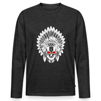Indien - T-shirt manches longues Premium bio Homme - anthracite chiné - Devant - Nico (187cm)