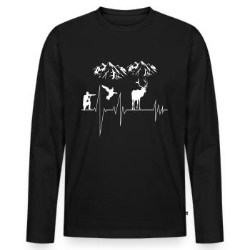 Chasse - T-shirt manches longues Premium bio Homme - noir - Devant - Nico (187cm)