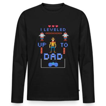 i leveled up to dad | Future father gaming - Men's Premium Organic Long Sleeve Shirt - black - Front - Nico (187cm)