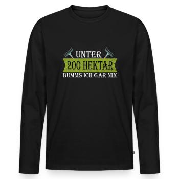 Unter 200 Hektar - Bauern Landwirt Spruch - Männer Premium Bio Langarmshirt - Schwarz - Vorne - Nico (187cm)