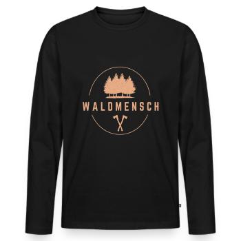 Waldmensch Förster Waldarbeiter Holzfäller - Männer Premium Bio Langarmshirt - Schwarz - Vorne - Nico (187cm)