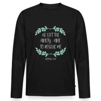 He Left The 99 To Rescue Me Matthew Christian - Men's Premium Organic Long Sleeve Shirt - black - Front - Nico (187cm)