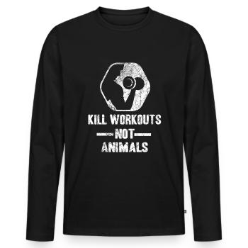 Kill workouts not animals - Fitness Vegan - Men's Premium Organic Long Sleeve Shirt - black - Front - Nico (187cm)