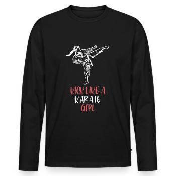 Karaté femmes - T-shirt manches longues Premium bio Homme - noir - Devant - Nico (187cm)