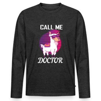 Call me Doctor - Doctorat en alpaga Lama - T-shirt manches longues Premium bio Homme - anthracite chiné - Devant - Nico (187cm)