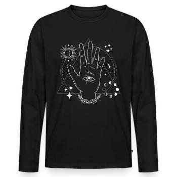 mystisches design, drittes auge - Männer Premium Bio Langarmshirt - Schwarz - Vorne - Nico (187cm)