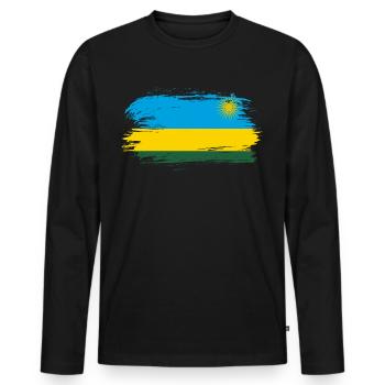 Drapeau du Rwanda drapeau - T-shirt manches longues Premium bio Homme - noir - Devant - Nico (187cm)