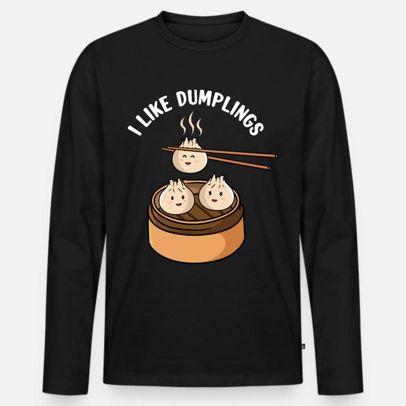 Dumplings Dim Sum - Männer Premium Bio Langarmshirt - Schwarz