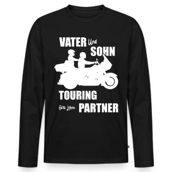 Vater Sohn Motorrad Touring Geschenkidee - Männer Premium Bio Langarmshirt - Schwarz - Vorne - Nico (187cm)