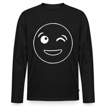 Emoji winking sketch white - Men's Premium Organic Long Sleeve Shirt - black - Front - Nico (187cm)