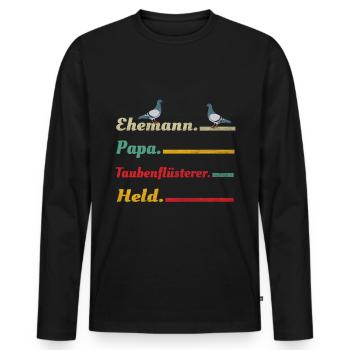 Tauben - Männer Premium Bio Langarmshirt - Schwarz - Vorne - Nico (187cm)