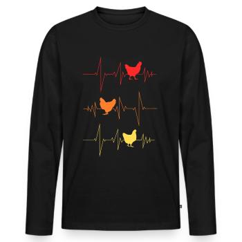 Chicken heartbeat farm hen farmer - Men's Premium Organic Long Sleeve Shirt - black - Front - Nico (187cm)