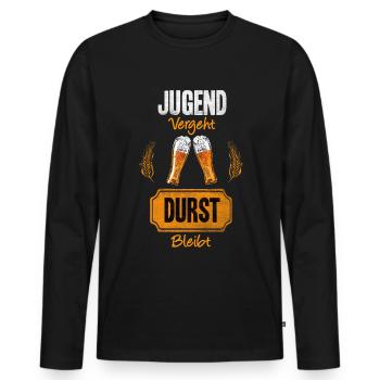 Jugend Vergeht Durst Bleibt - Lustiger Bier Spruch - Männer Premium Bio Langarmshirt - Schwarz - Vorne - Nico (187cm)