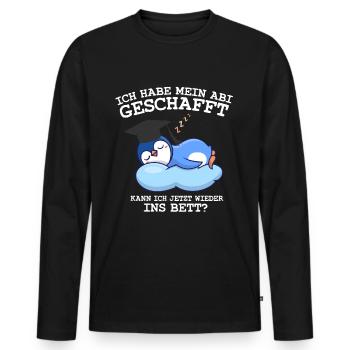Abitur Geschafft Pinguin Abitur Abschluss 2021 - Männer Premium Bio Langarmshirt - Schwarz - Vorne - Nico (187cm)