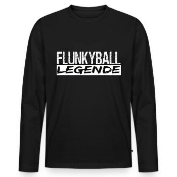 Flunkyball Legende Festival - Männer Premium Bio Langarmshirt - Schwarz - Vorne - Nico (187cm)