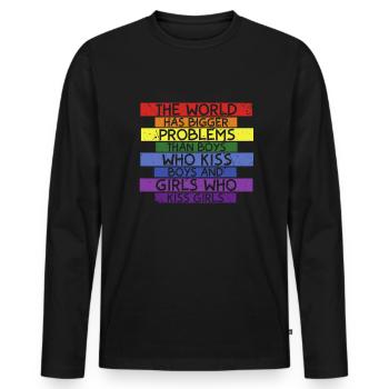 the world has bigger problems - ANTI LGBT - T-shirt manches longues Premium bio Homme - noir - Devant - Nico (187cm)