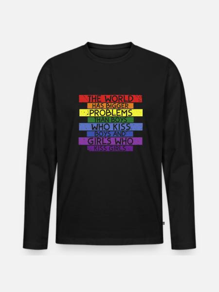 the world has bigger problems - ANTI LGBT - Premium økologisk langermet T-skjorte for menn - svart