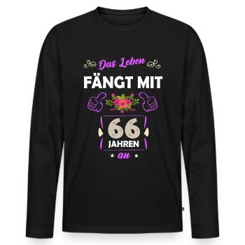 66. Geburtstag Geschenk 66 Jahre Spruch - Männer Premium Bio Langarmshirt - Schwarz - Vorne - Nico (187cm)