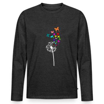 Pusteblume Cadeau Papillons - T-shirt manches longues Premium bio Homme - anthracite chiné - Devant - Nico (187cm)