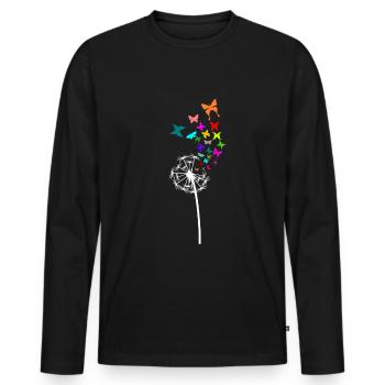 Pusteblume Cadeau Papillons - T-shirt manches longues Premium bio Homme - noir - Devant - Nico (187cm)