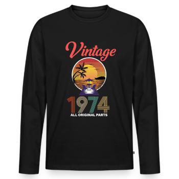 Vintage 1974 47th birthday - Men's Premium Organic Long Sleeve Shirt - black - Front - Nico (187cm)