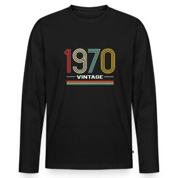 1970 vintage - 51e anniversaire cadeau - T-shirt manches longues Premium bio Homme - noir - Devant - Nico (187cm)