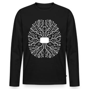 Coding brain - Männer Premium Bio Langarmshirt - Schwarz - Vorne - Nico (187cm)