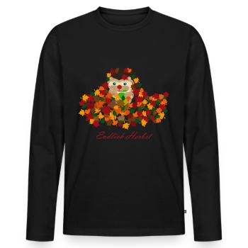 Endlich Herbst Igel Farbenfroh Drachen Geschenk - Männer Premium Bio Langarmshirt - Schwarz - Vorne - Nico (187cm)