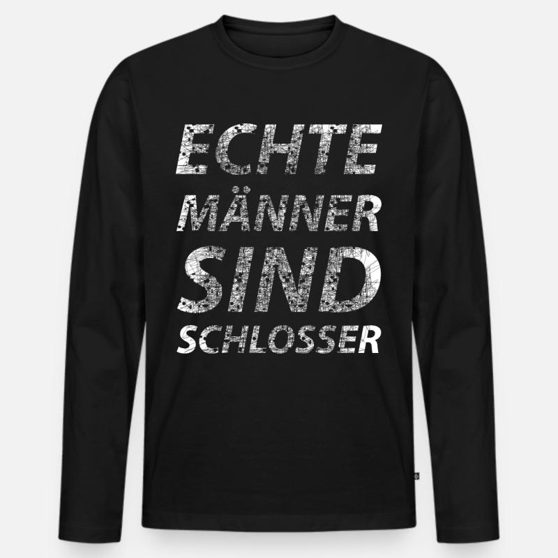 Echte Maenner sind Schlosser - Männer Premium Bio Langarmshirt - Schwarz