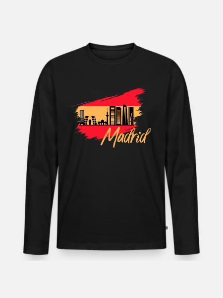 Madrid Spain flag skyline - Men's Premium Organic Long Sleeve Shirt - black