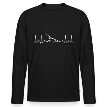 Glider flying glider pilot glider heartbeat - Men's Premium Organic Long Sleeve Shirt - black - Front - Nico (187cm)