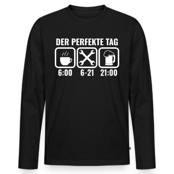 KFZ-Mechatroniker Tagesplan - Männer Premium Bio Langarmshirt - Schwarz - Vorne - Nico (187cm)