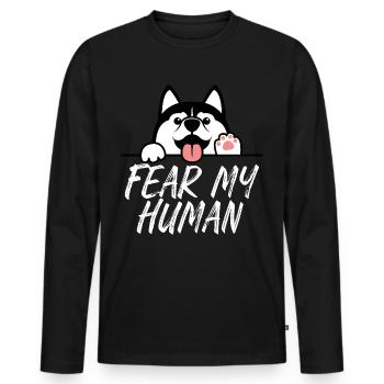 Husky - T-shirt manches longues Premium bio Homme - noir - Devant - Nico (187cm)