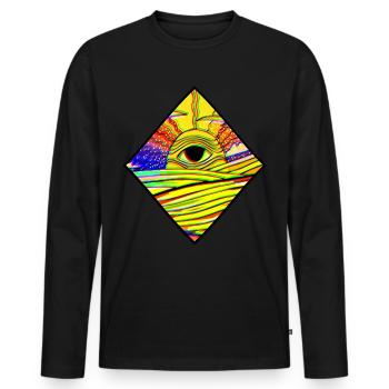 Ätherische Sonne - Männer Premium Bio Langarmshirt - Schwarz - Vorne - Nico (187cm)